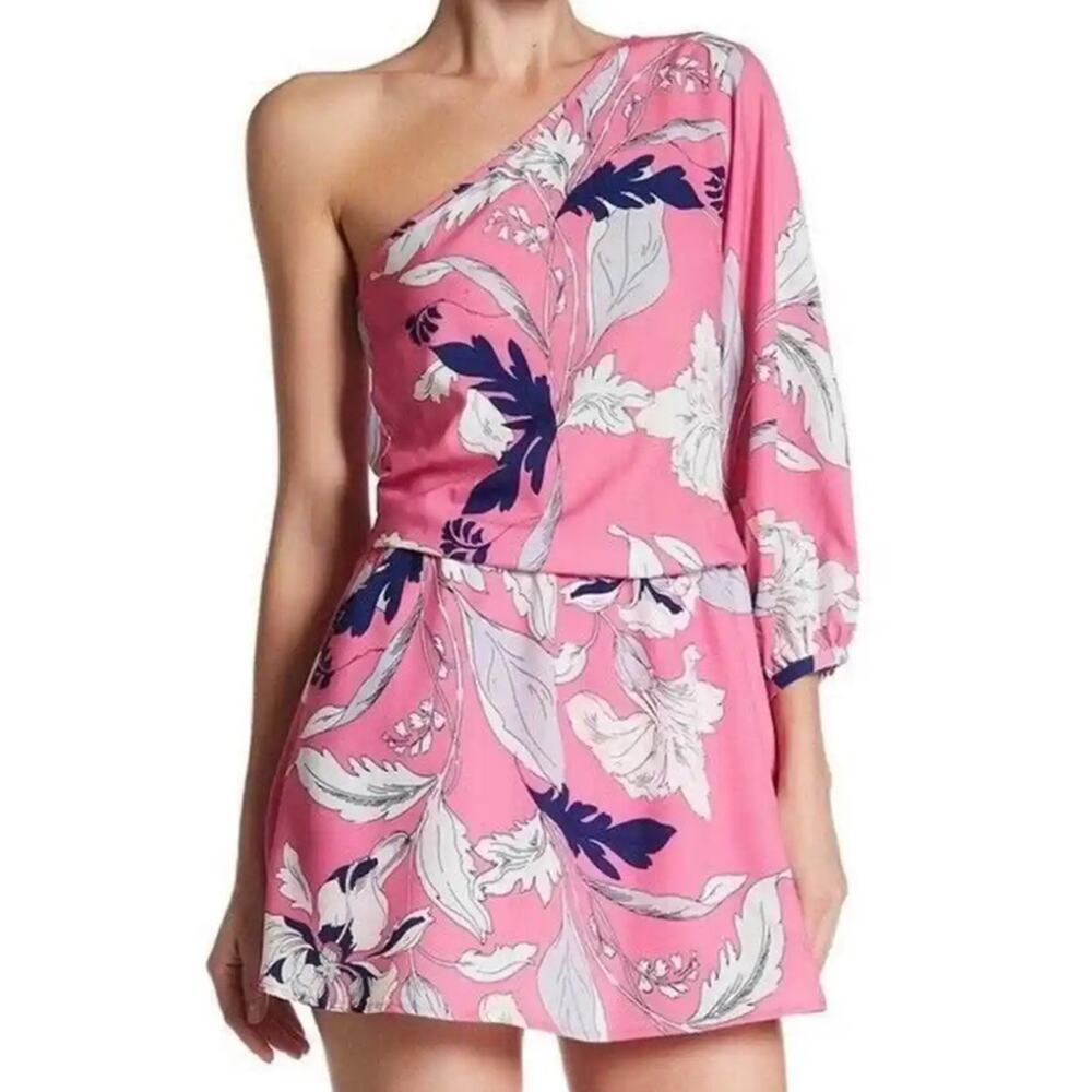 Yumi Kim Pink Floral One Shoulder Dress Size M